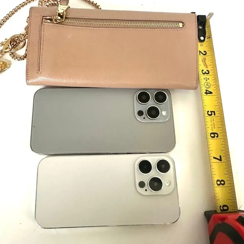 Authentic Miu Miu Beige Leather Wallet on Chain Gold Logo Crossbody - Picture 13 of 16